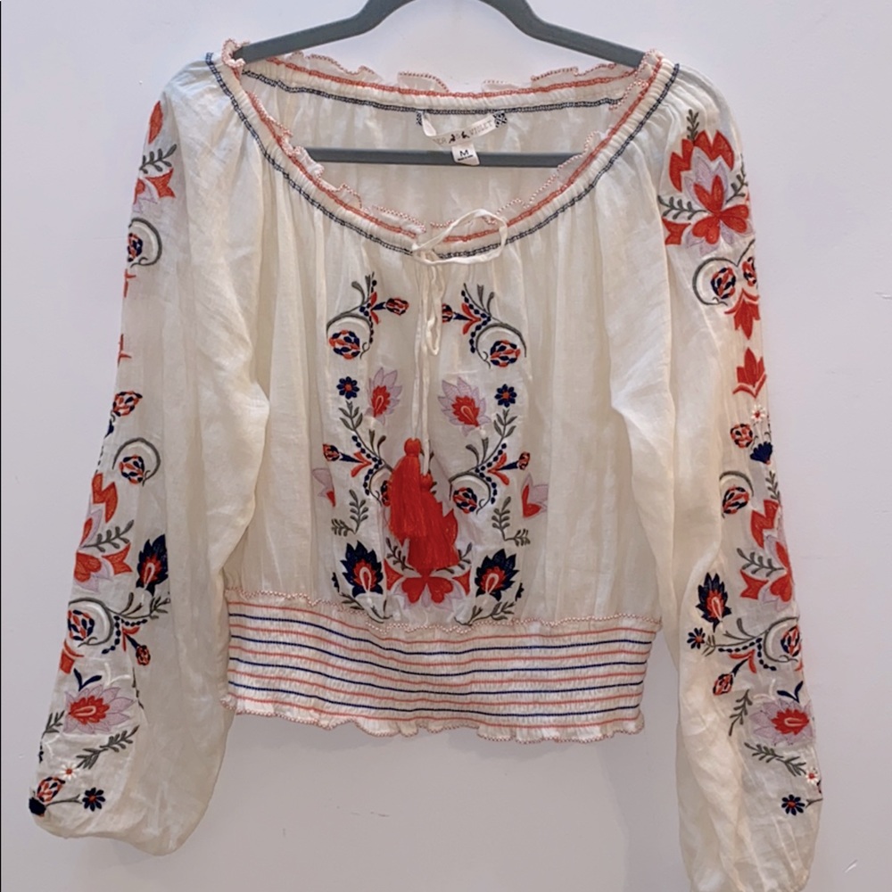 Chelsea & Violet Cream Embroidered Blouse
